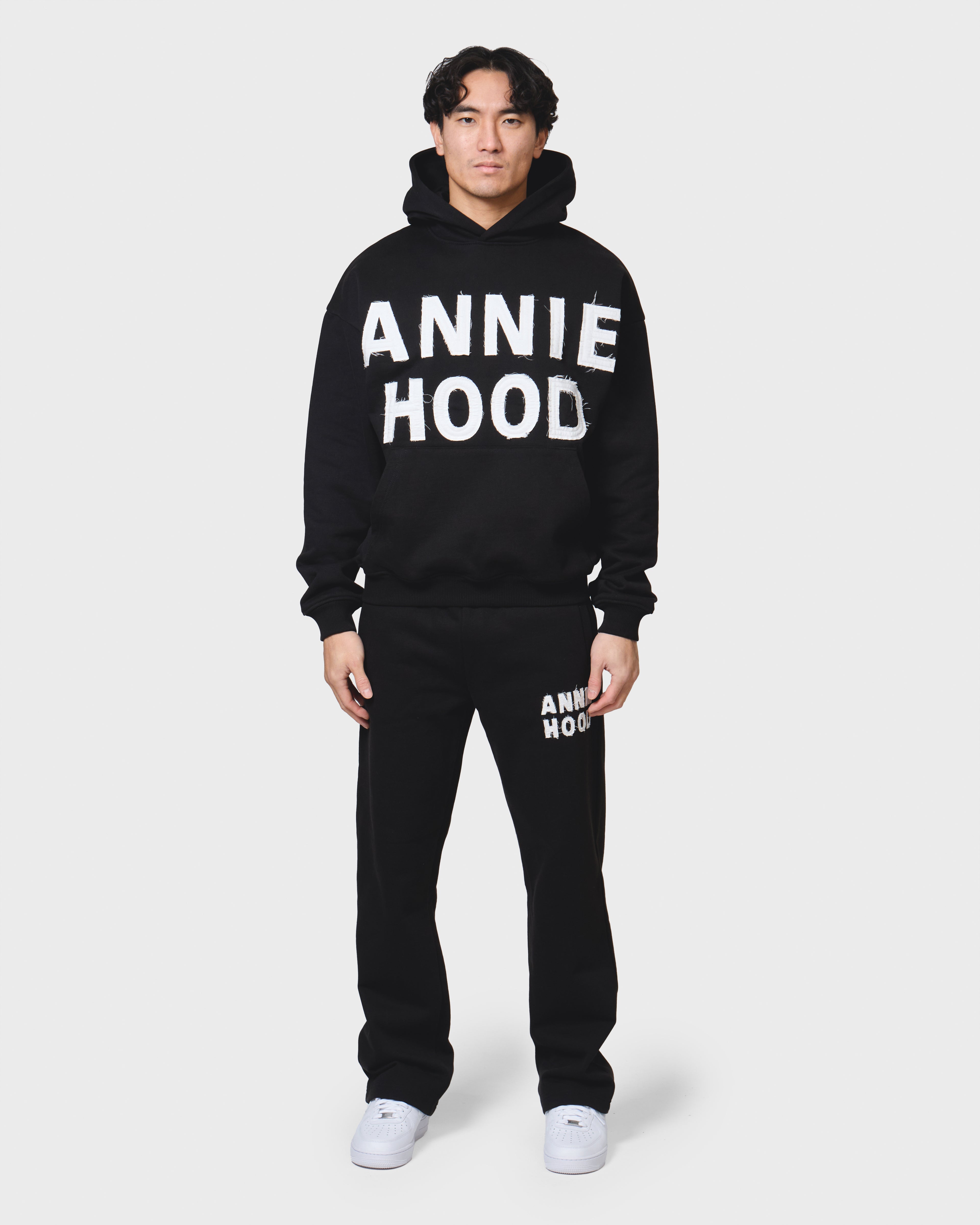 APPLIQUE HOODY - BLACK