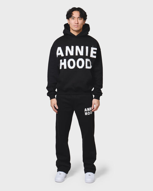 APPLIQUE HOODY - BLACK