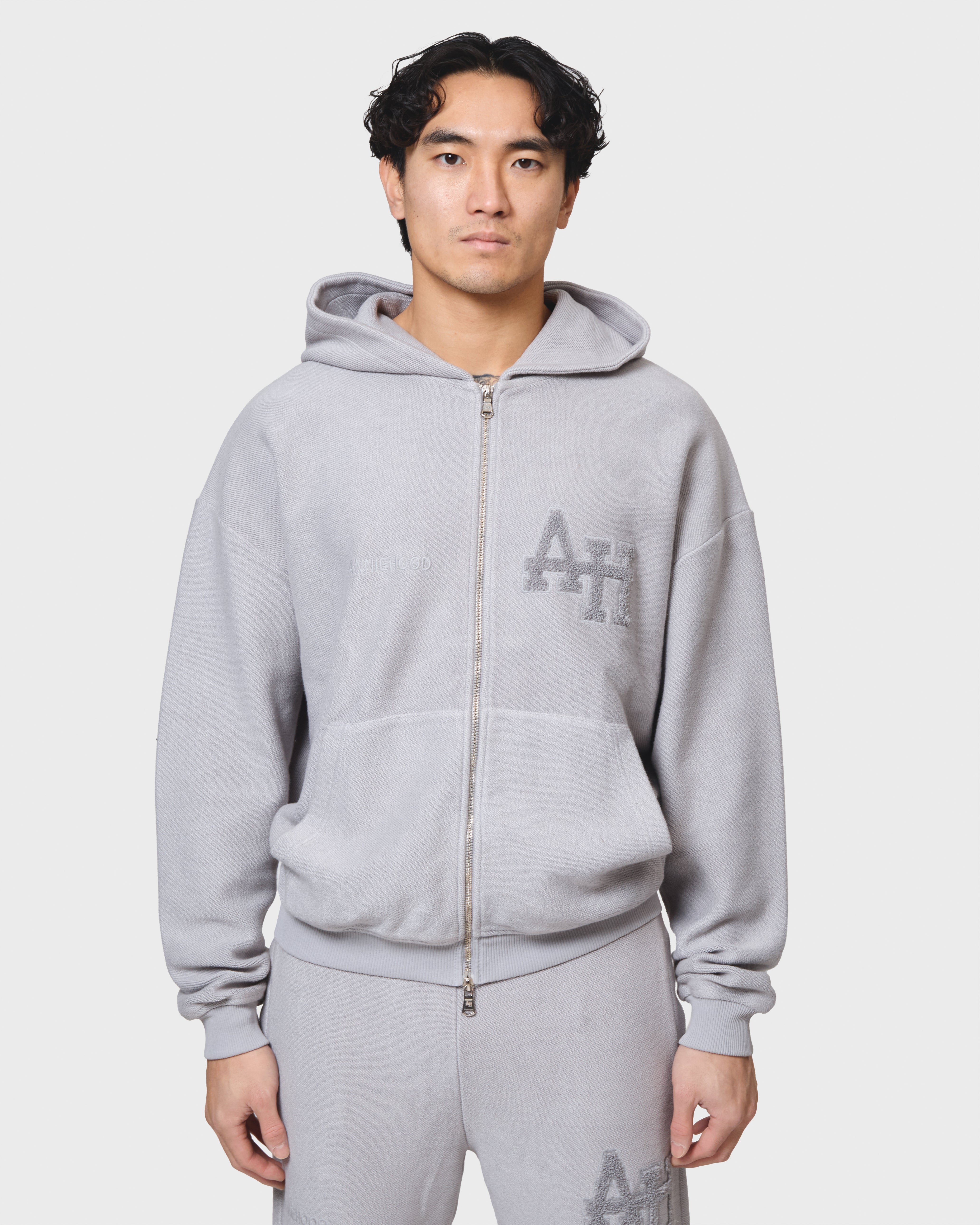COLLEGE ZIP - WASHED GREY – ANNIE HOOD