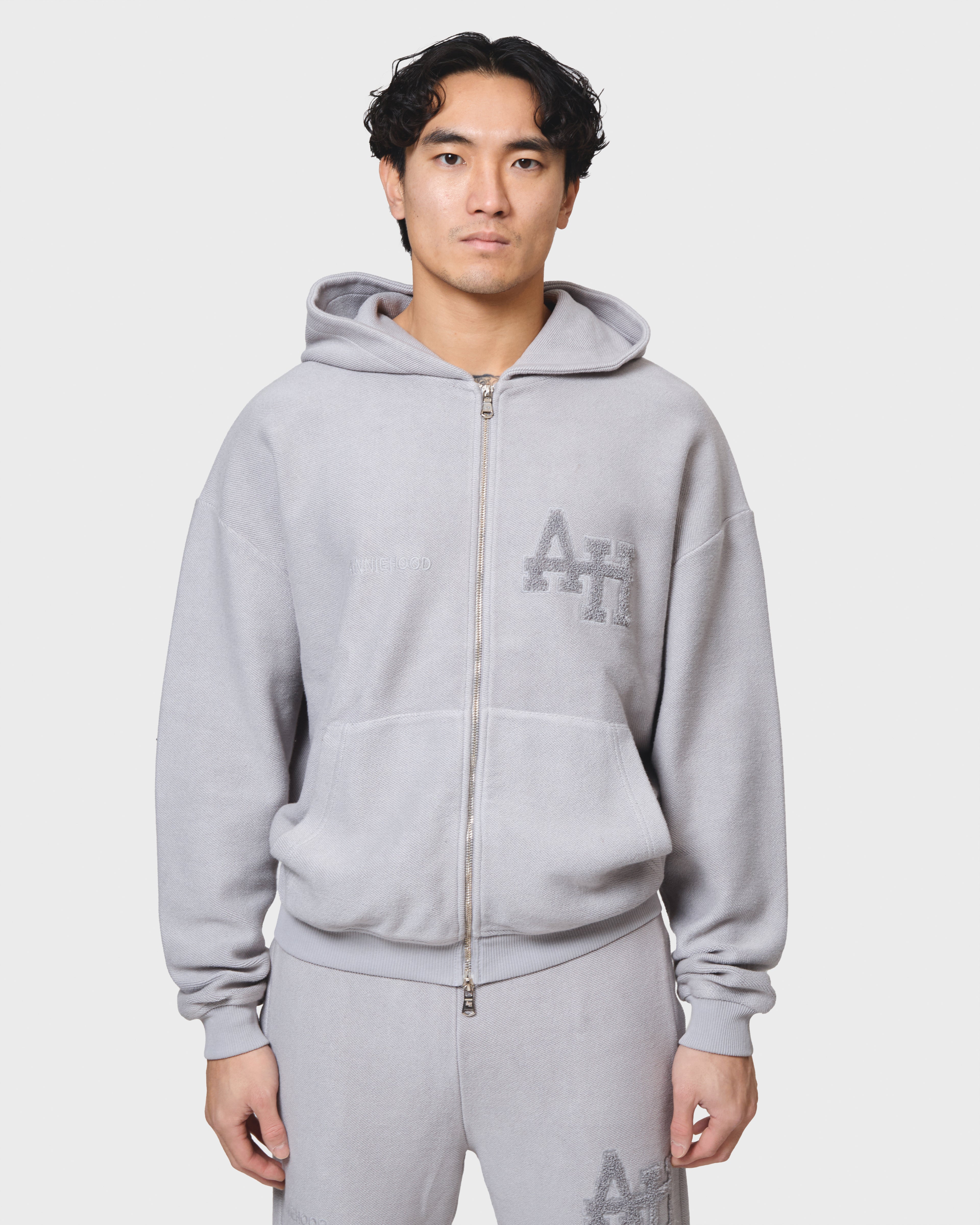 COLLEGE ZIP - WASHED GREY