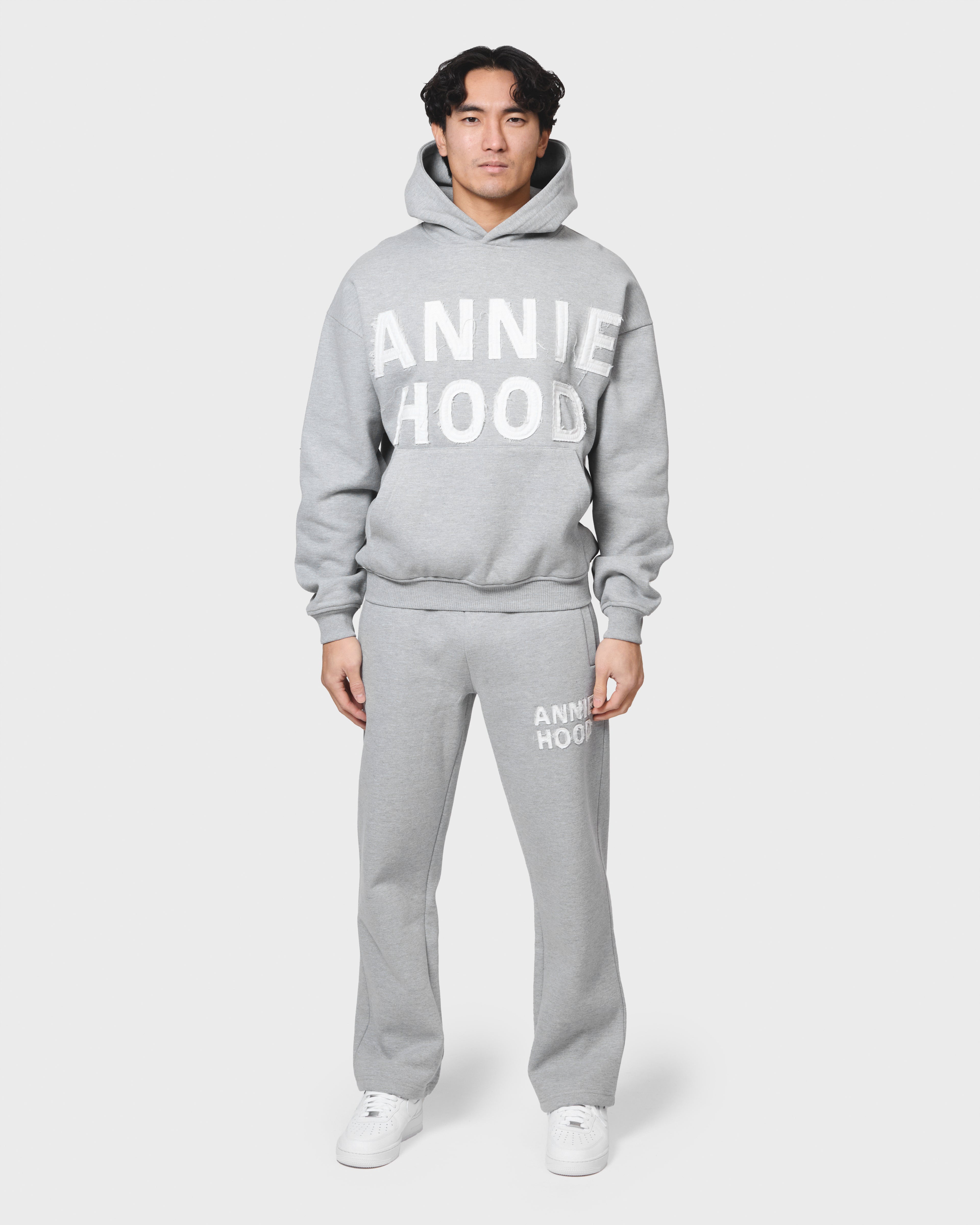 APPLIQUE HOODY - GREY