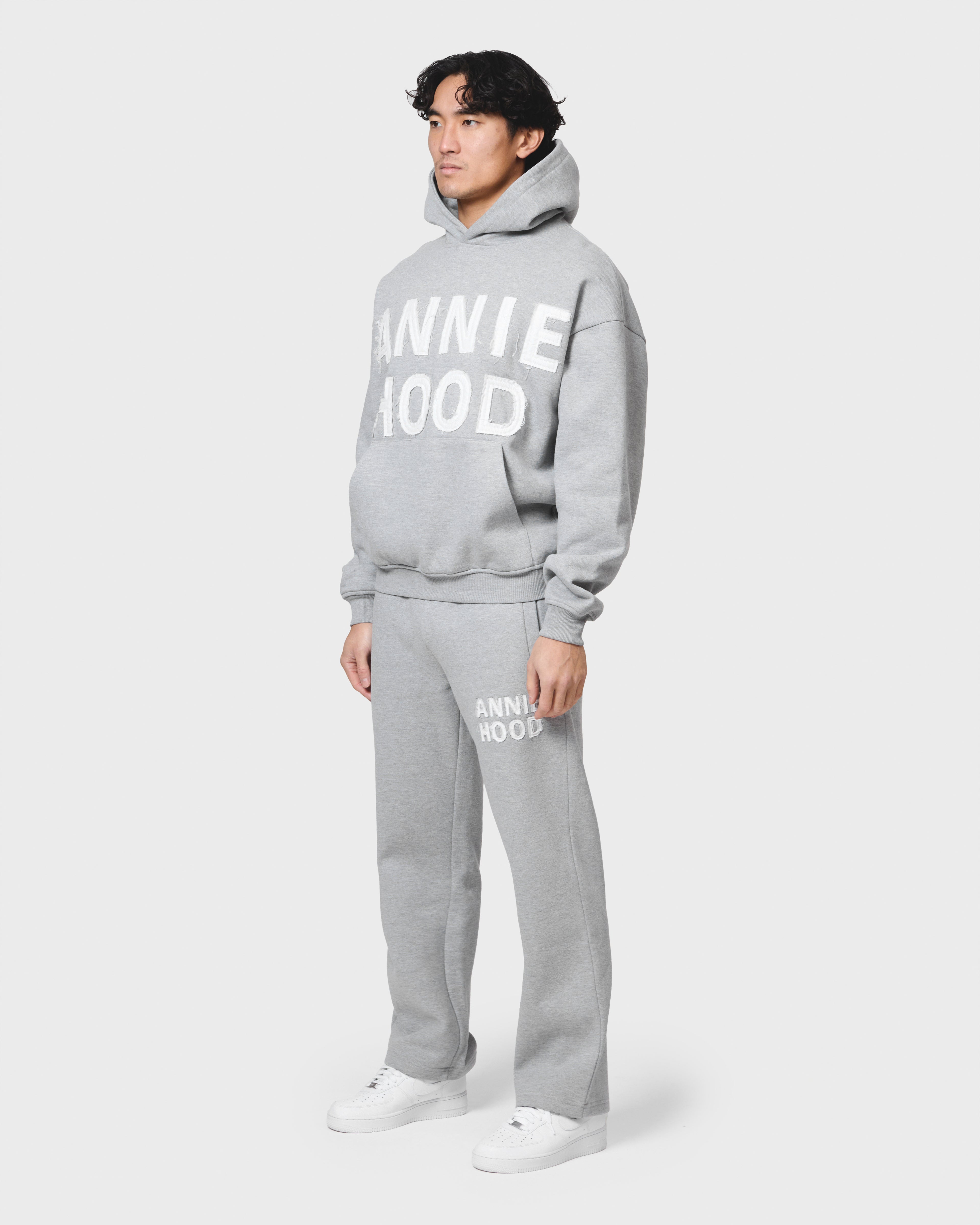 APPLIQUE HOODY - GREY