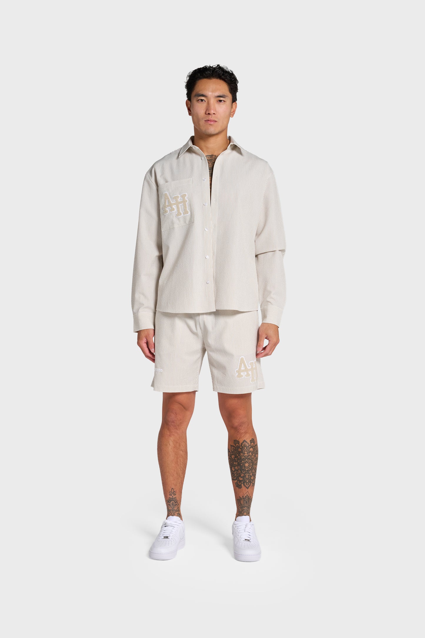 SEERSUCKER SHIRT - BEIGE