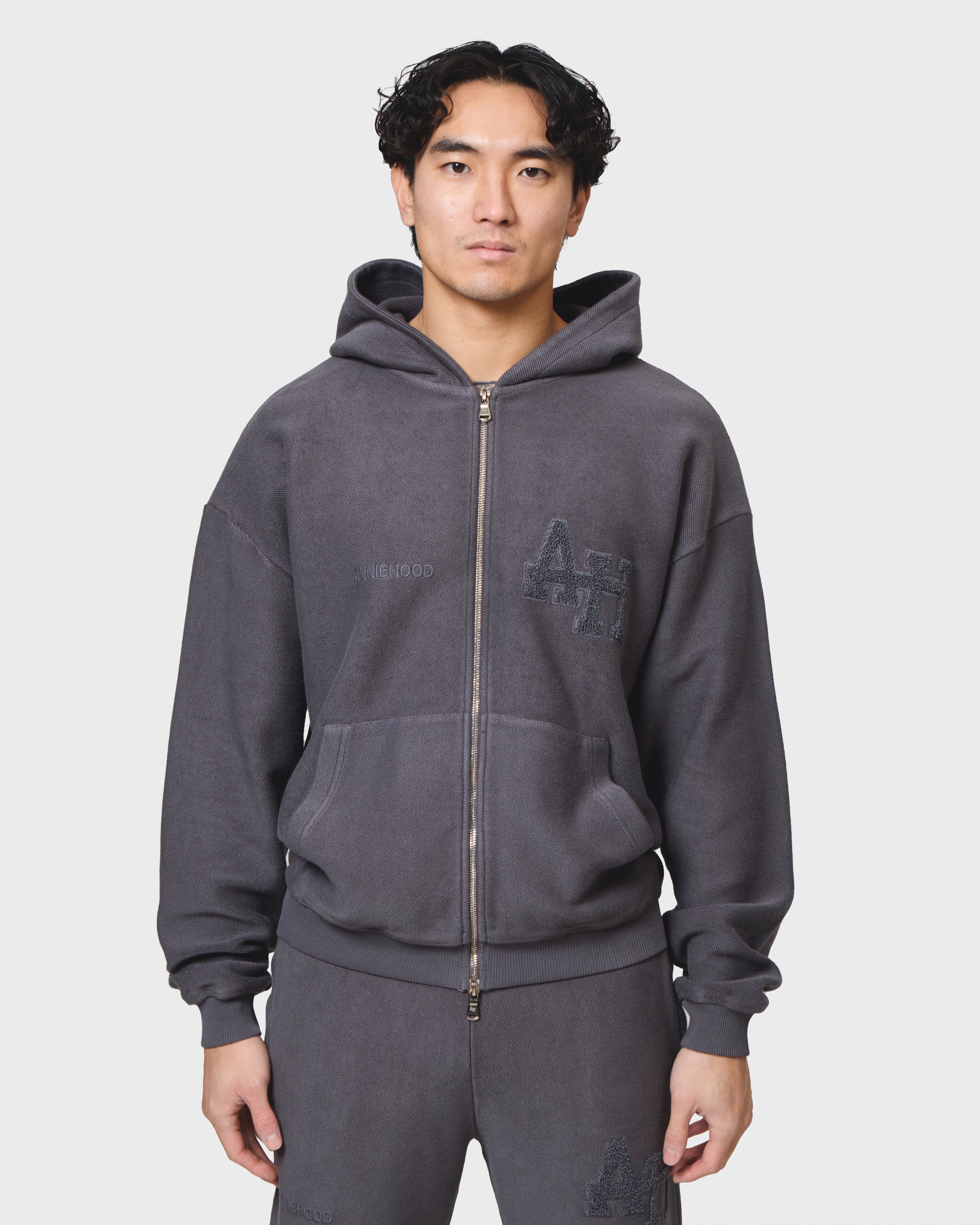 COLLEGE ZIP - WASHED BLACK