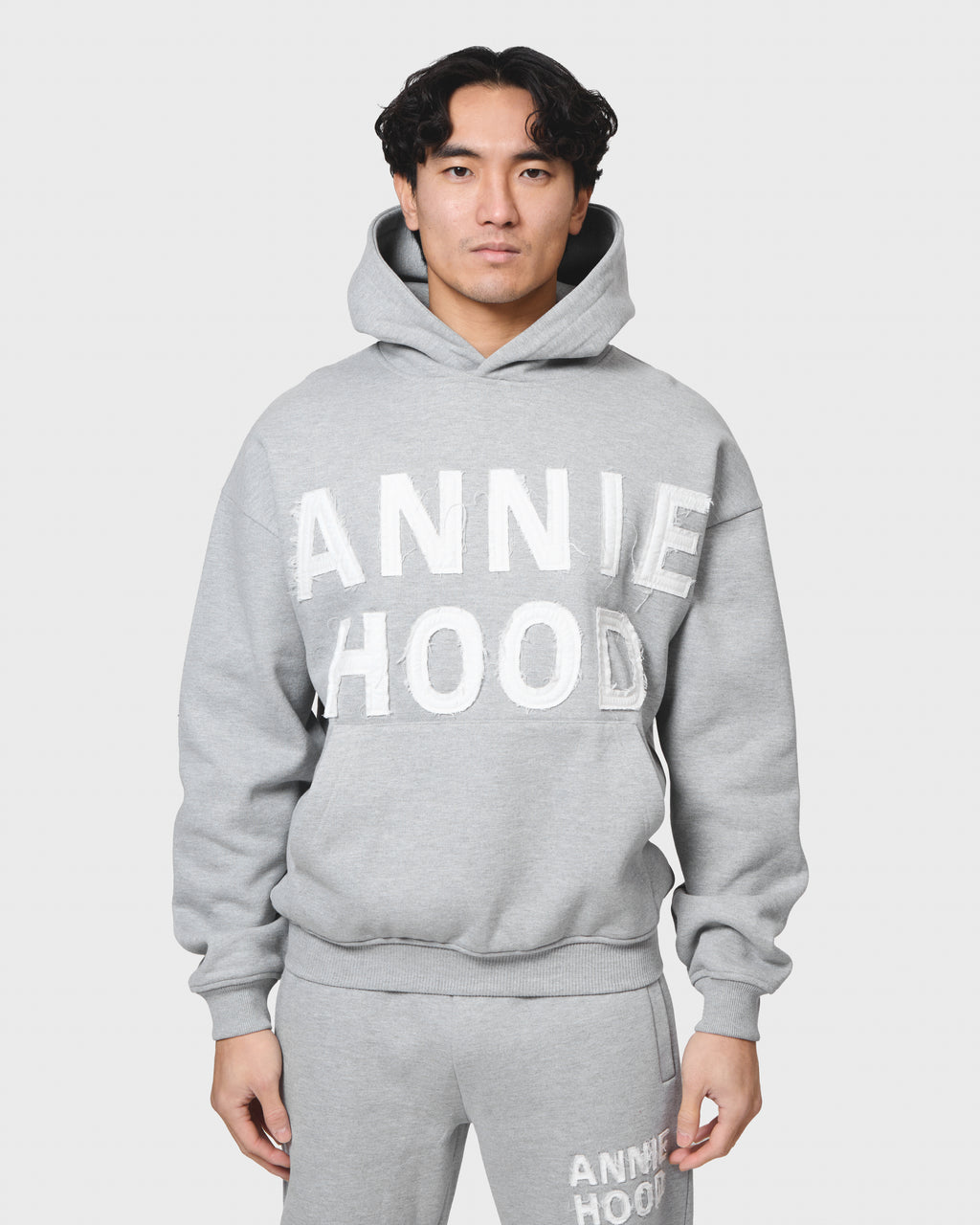APPLIQUE HOODY - GREY